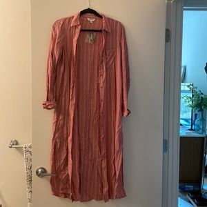 Long womens button up, perfect for layering!